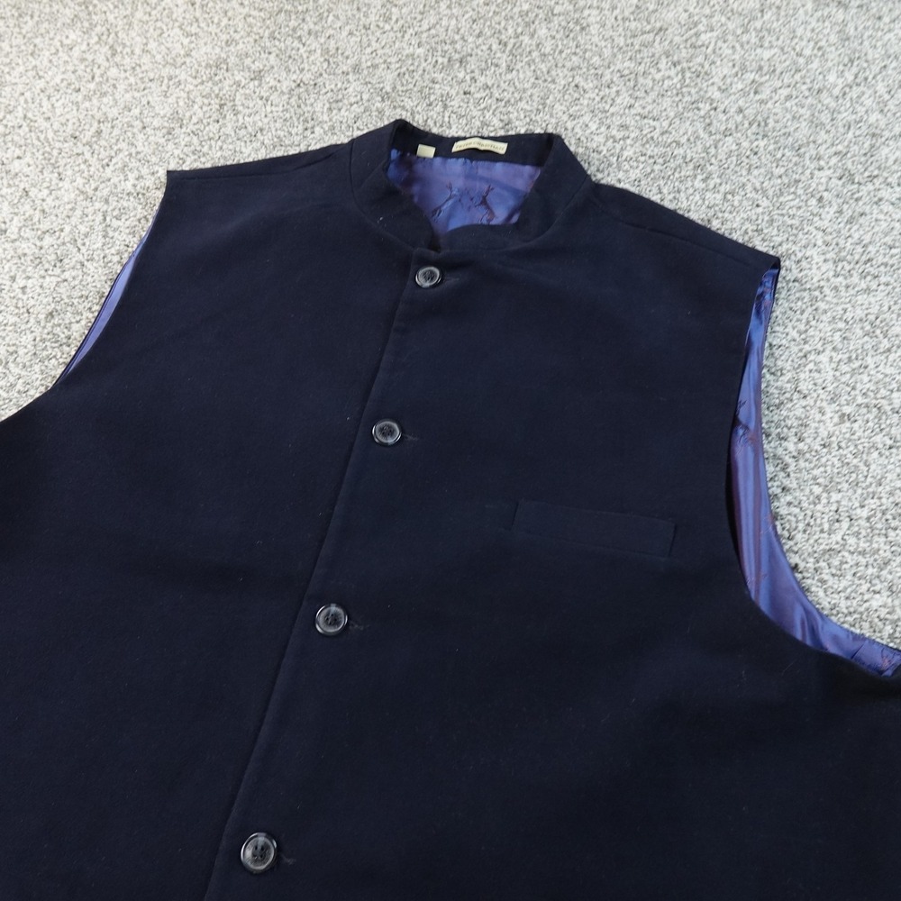 Peter Christian Vest Mens 54 Blue Button Sleeveless Jacket Waistcoat Dressy Top